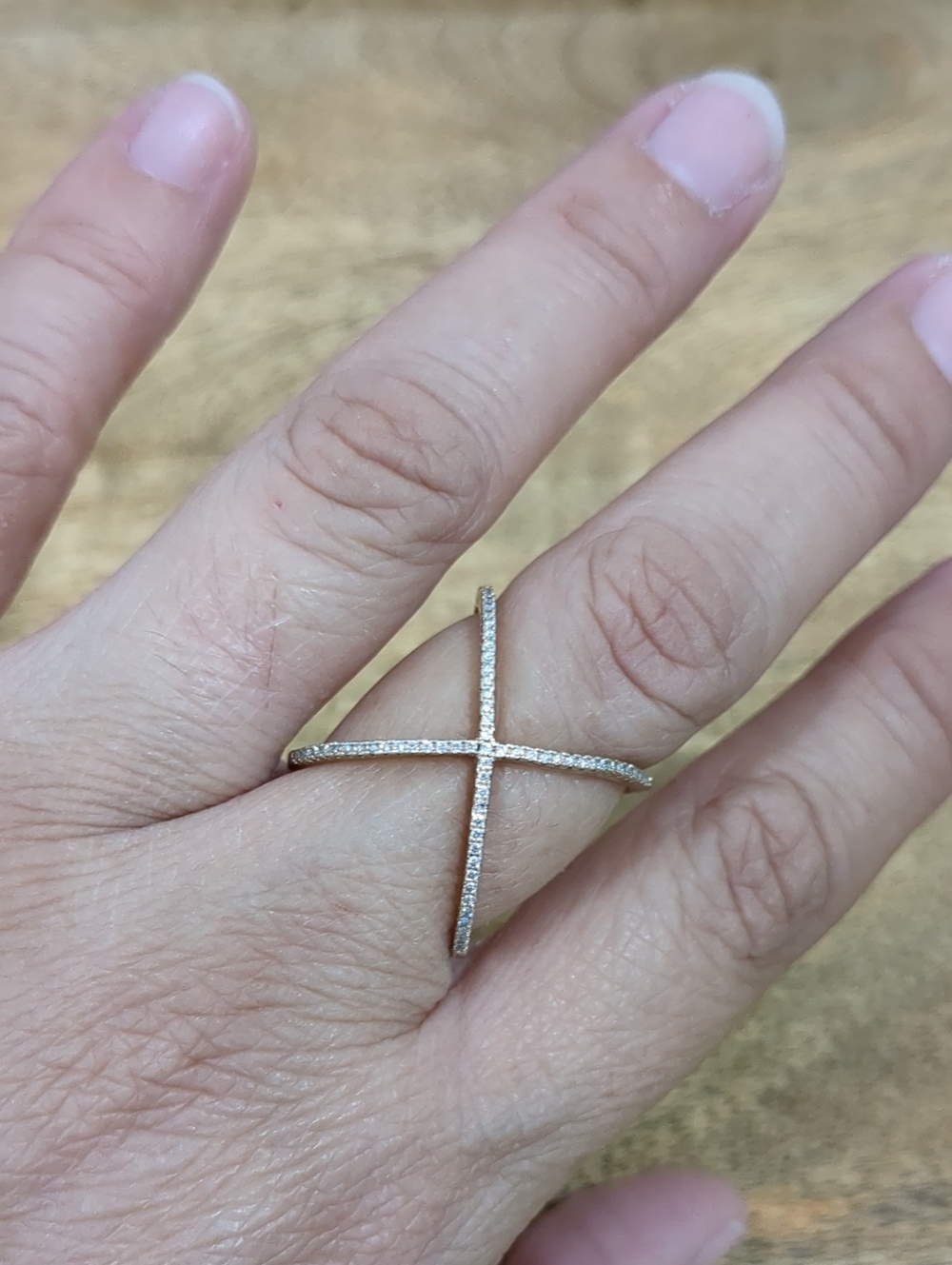 Elegant Crisscross Pave Ring - Sterling Silver